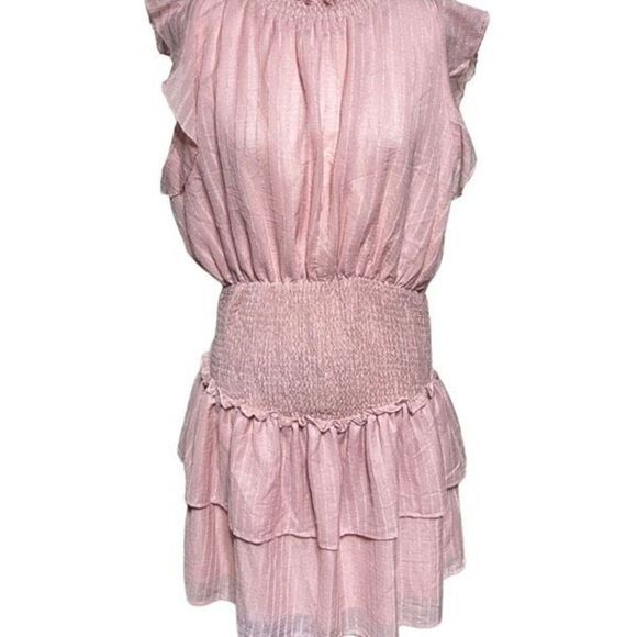 CupShe NWT Pink Sleeveless Shirred Ruffled Mini Dress Size Medium - Picture 1 of 5